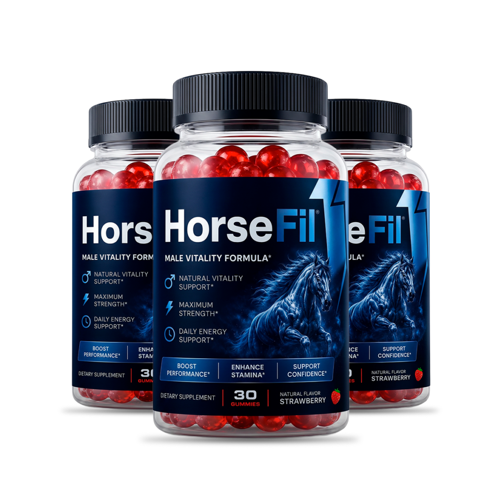 Three bottles of HorseFil Male Vitality Formula gummies